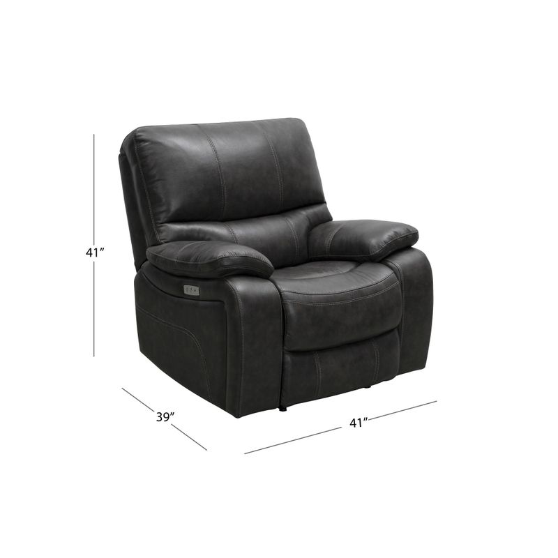 Abbyson Browning Top Grain Leather Power Recliner with USB - Grey