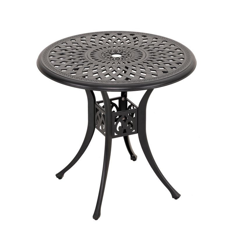 30 inch Cast Aluminum Round Dining Table-NUU GARDEN - Black