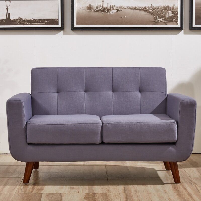 Grace Mid-Century Tufted Upholstered Rainbeau Living Room Sofa, Loveseat, and Chair 3-piece Set - eton blue