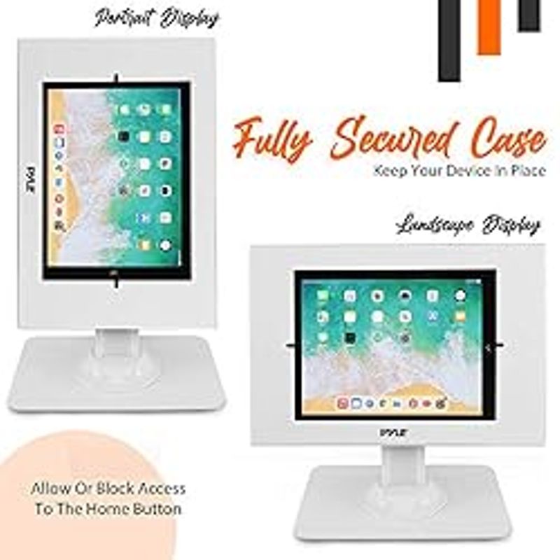 Pyle Anti Theft Tablet Security Stand - Table Mount Desktop Ipad Kiosk Stand w/Lock and Key Mechanism, 90 Rotate 75 Tilt - iPad, iPad...