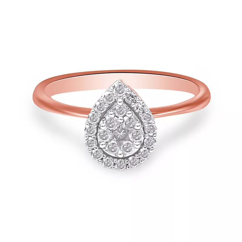 10K Rose Gold 3/8 Cttw Round-Cut Diamond Pear Promise Ring (I-J Color, I2-I3 Clarity) - Choice of Size