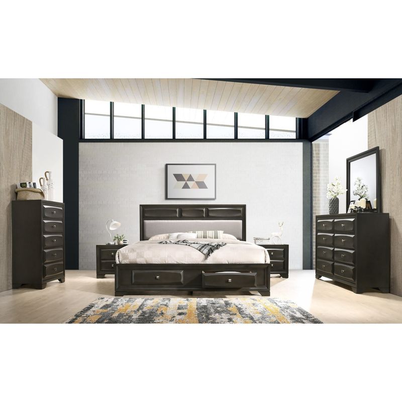 Roundhill Furniture Oakland Antique Gray Finish Wood 6-PC Queen Size Bedroom Set - Grey - Queen - 6 Piece