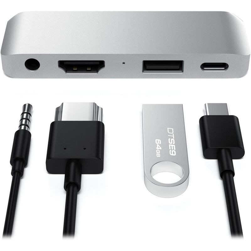 Satechi Aluminum USB Type-C Mobile Pro Hub, Silver