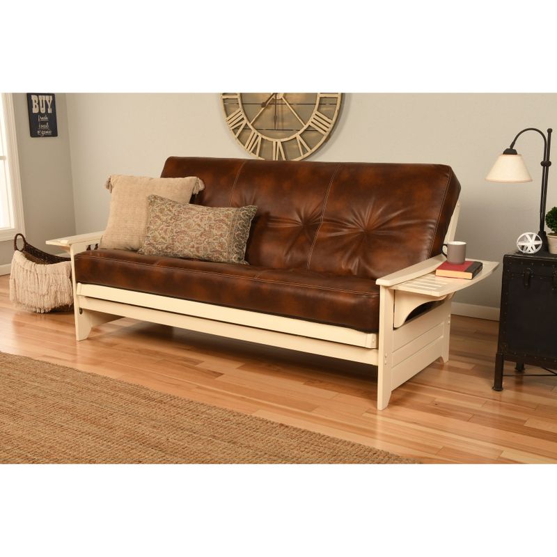 Copper Grove Dixie Futon Frame in Antique White Wood with Innerspring Mattress - Peter's Cabin