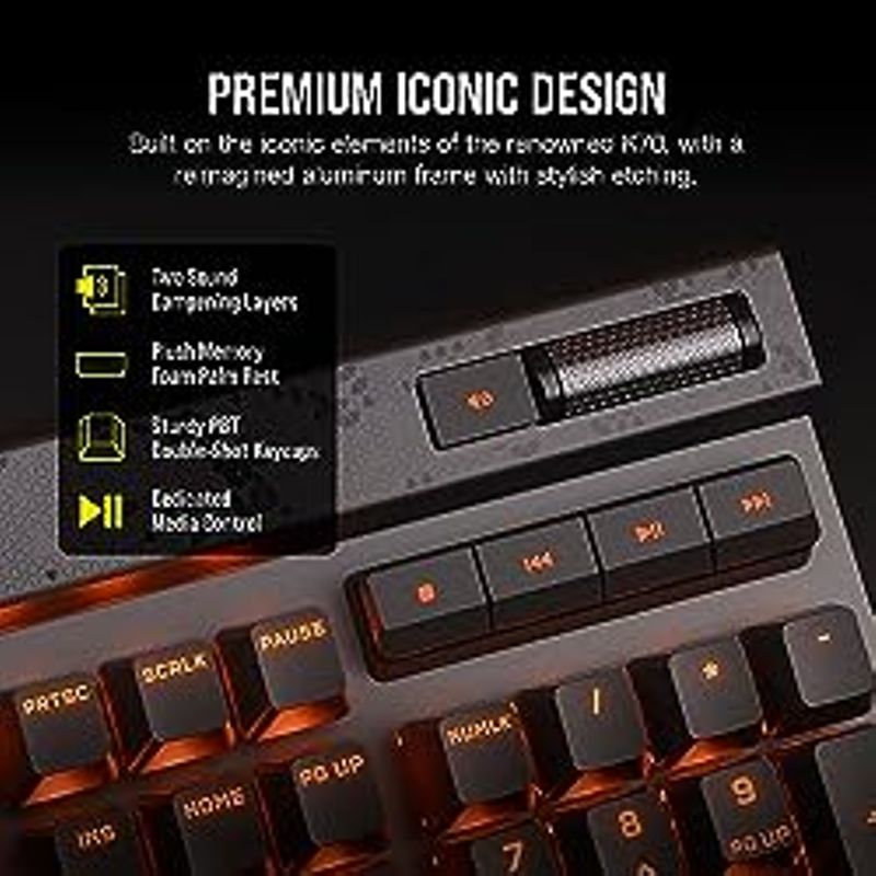 Corsair K70 MAX RGB Magnetic-Mechanical Wired Gaming Keyboard - Adjustable Actuation MGX Switches - PBT Double-Shot Keycaps - iCUE...