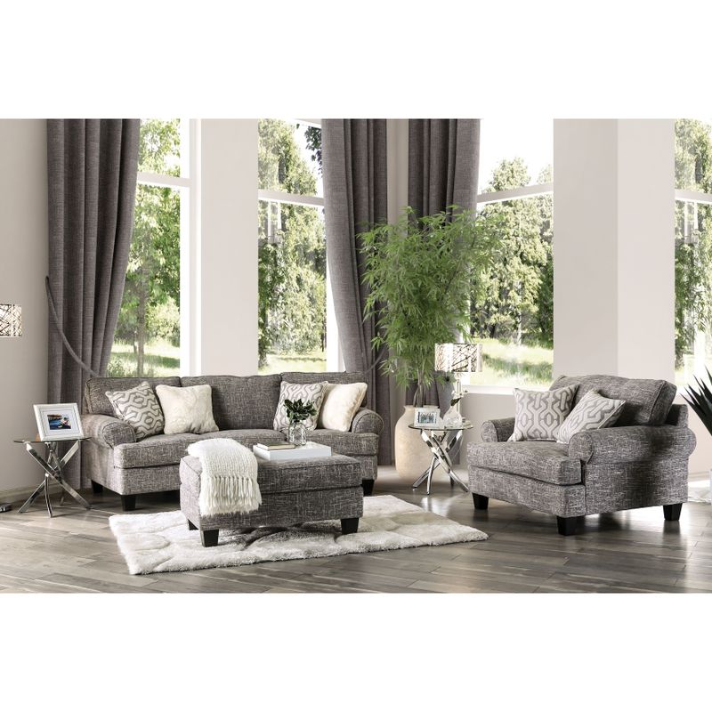 Furniture of America Francisco Blue Grey Ottoman - Grey