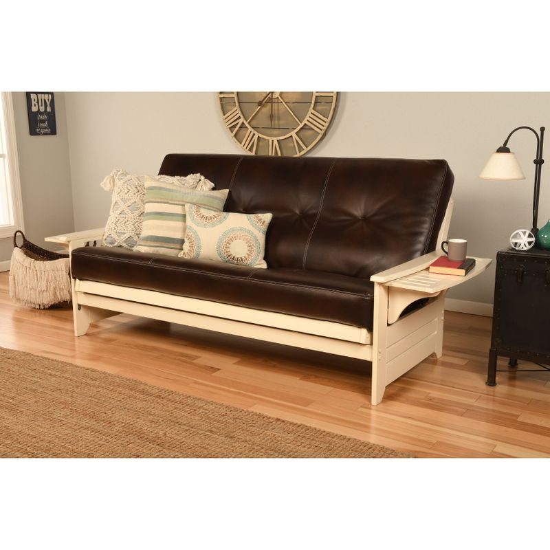 Copper Grove Dixie Futon Frame in Antique White Wood with Innerspring Mattress - Peter's Cabin