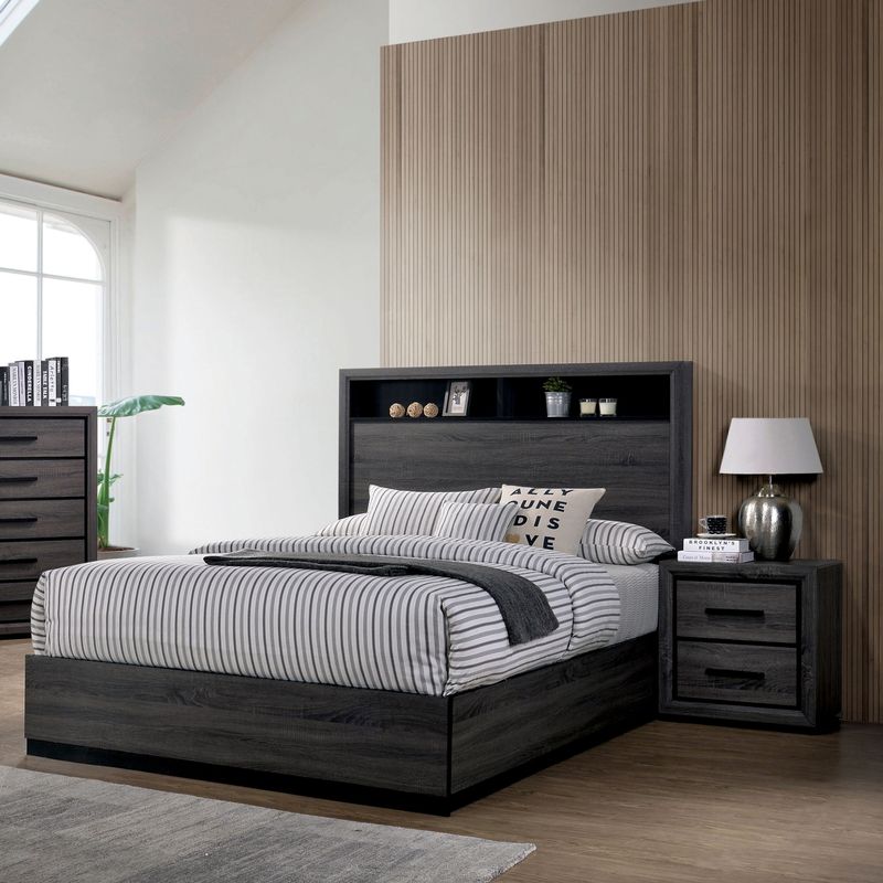 Furniture of America Soami Grey 3-piece Bedroom Set with Shelves - Eastern King