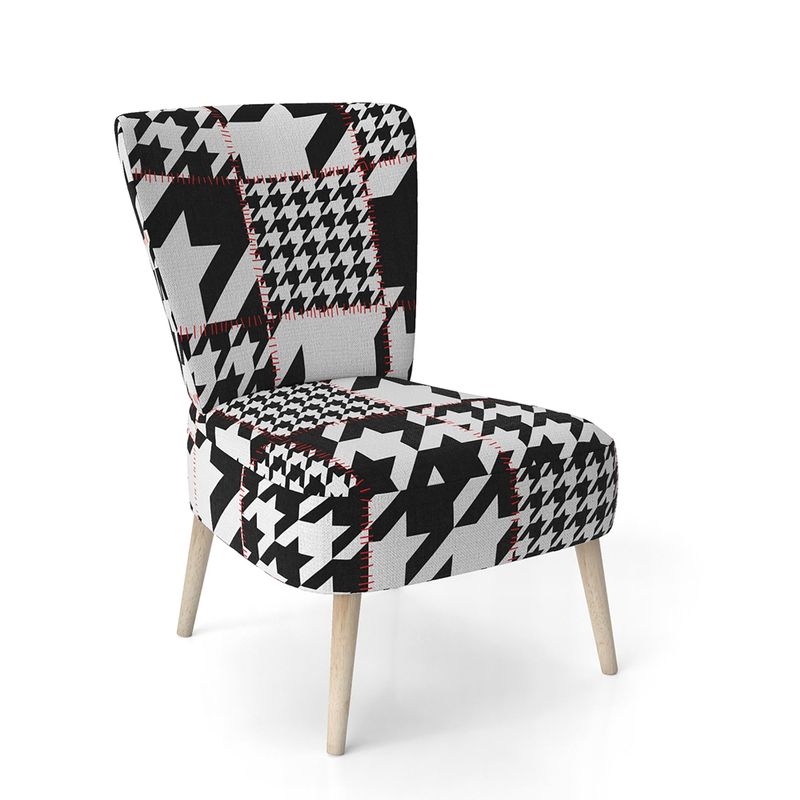 Designart 'Classic Houndstooth Pattern' Upholstered Mid-Century Accent Chair - Slipper Chair
