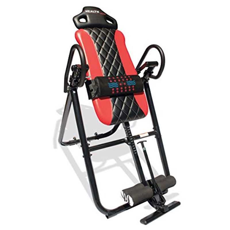 Health Gear HGI 4.2 "Patent Pending Diamond Edition Heat & Vibration Massage Inversion Table, Red - Heavy Duty up to 300 lbs.