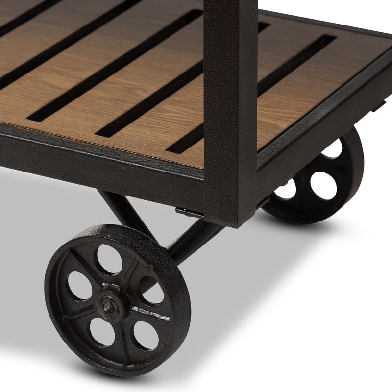 Carbon Loft Berliner Industrial Black/ Brown Cart - Serving Cart-Black/Brown