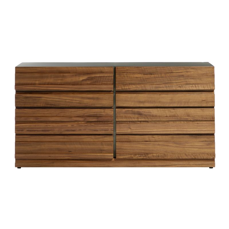 Contemporary 8-Drawer Metallic Graphite and Wood Dresser, 63" x 31.5" - Brown - 8-drawer