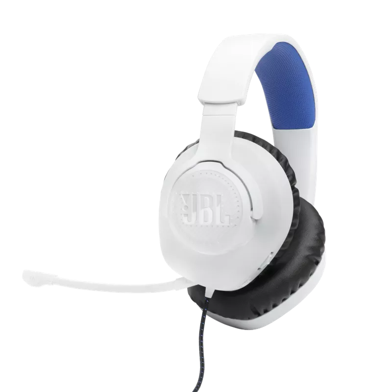 JBL Quantum 100P Console Wired Gaming Headset for PlayStation White & Blue