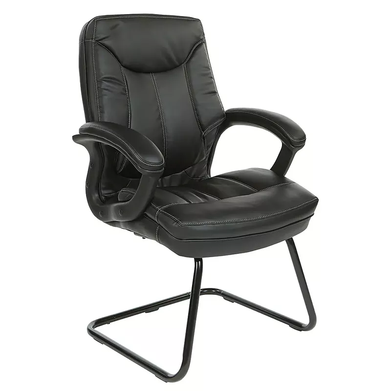 Office Star Products - Executive Faux Leather High Back Chair with Contrast Stitching - Black