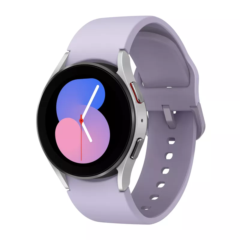 Samsung - Galaxy Watch5 40mm Bluetooth Smartwatch Silver Case & Bora Purple Sport Band