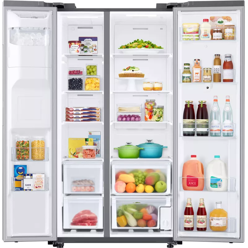 Samsung - 26.7 cu. ft. Side-by-Side Smart Refrigerator with 21.5" Touch-Screen Family Hub - Stainless Steel