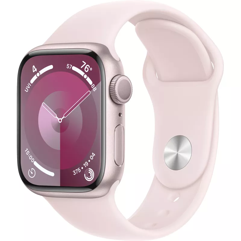 Apple Watch Series 9 GPS 41mm Aluminum Case with Light Pink Sport Band (Small/Medium) - Pink