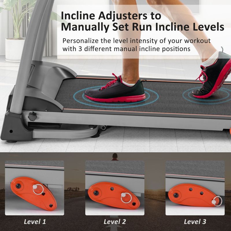 Nestfair 1.5HP Electric Folding Treadmill 3-Level Incline Adjustable - Grey