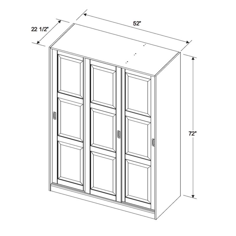 Customizable Solid Pine Three Sliding Door Wardrobe - Java