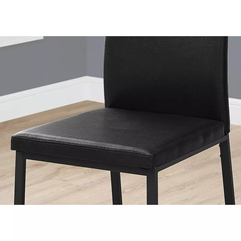 Dining Chair/ Set Of 2/ Side/ Upholstered/ Kitchen/ Dining Room/ Pu Leather Look/ Metal/ Black/ Contemporary/ Modern