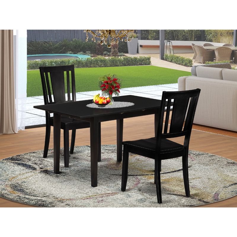 Rectangular Dining Table Set - Butterfly Leaf Dining Table and Kitchen Chairs with Panel Back  (Pieces & Seat Type Options) -...