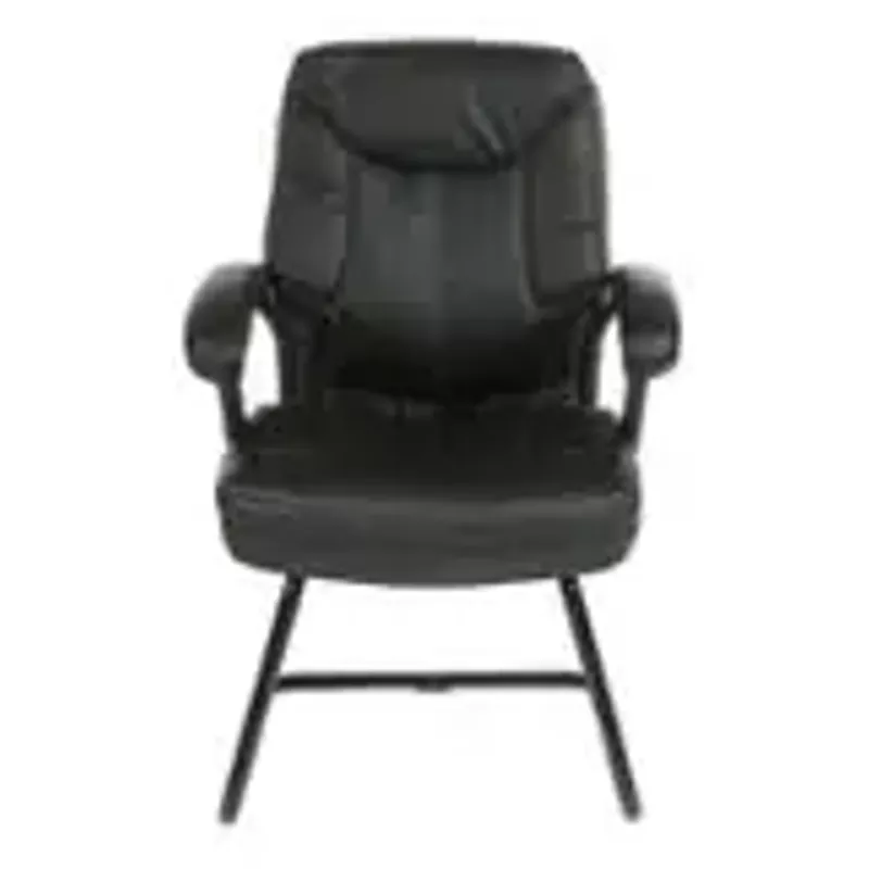 Office Star Products - Executive Faux Leather Visitor Chair with Contrast Stitching - Black