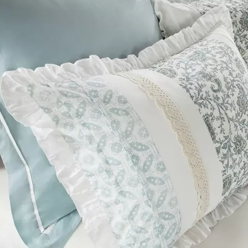 Aqua Dawn 9 Piece Cotton Percale Comforter Set Queen