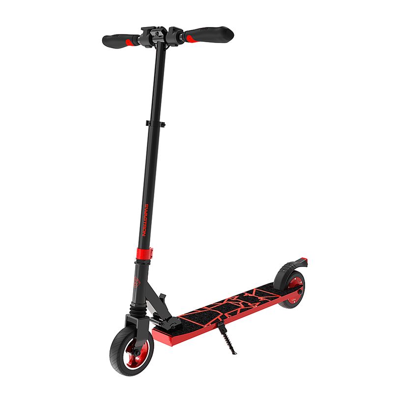 Angle Zoom. Swagtron - Swagger Foldable Electric Scooter w/7.9 Mi Max Operating Range & 15.5 mph Max Speed - Red