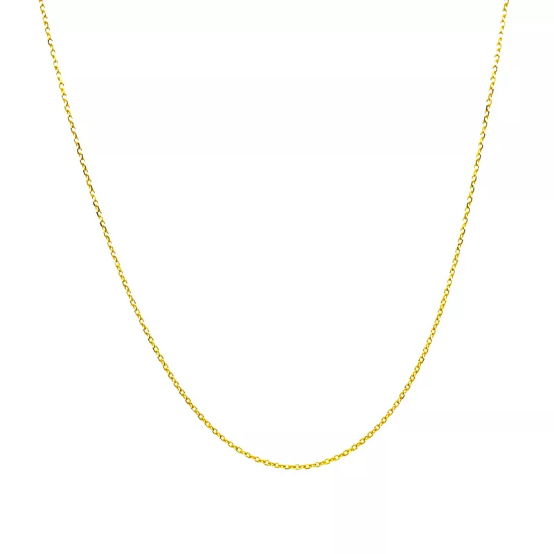 14k Yellow Gold Diamond Cut Cable Link Chain 0.7mm (20 Inch)