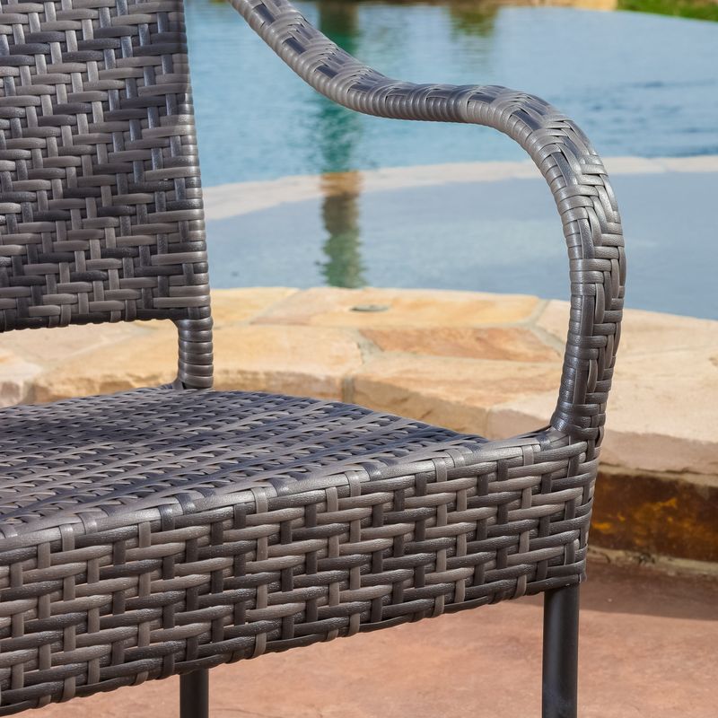 Sunset Outdoor Tight-weave Wicker Chair (Set of 2) by Christopher Knight Home - Grey