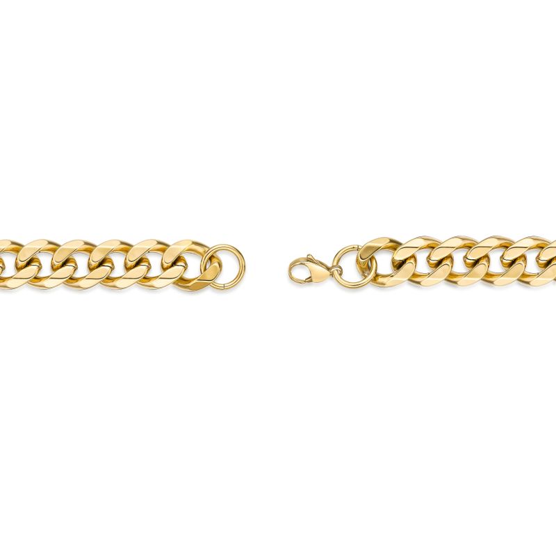 Gold Ion-plated Stainless Steel 10-mm Curb Chain Jewelry Set - White