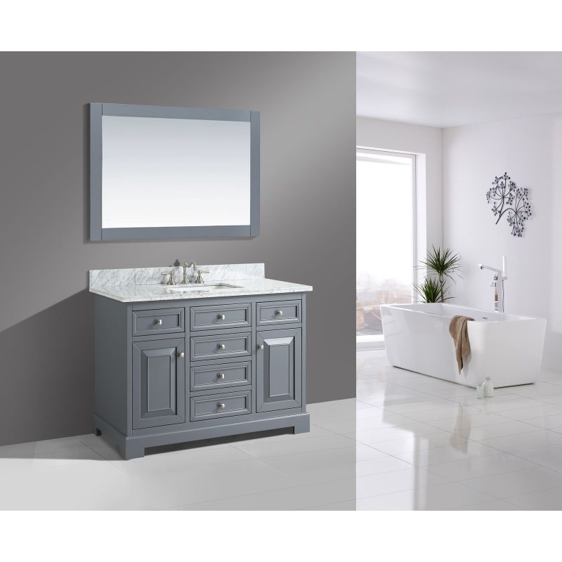 Rochelle White/ Grey Marble/ Wood 48-Inch Bathroom Sink Vanity Set - Distressed Gray