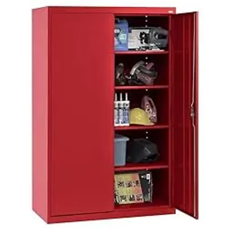Sandusky Lee EA4R462472-01 Elite Garage Storage Cabinet, Steel Utility Cabinet with Adjustable Shelves, 72"H, Red