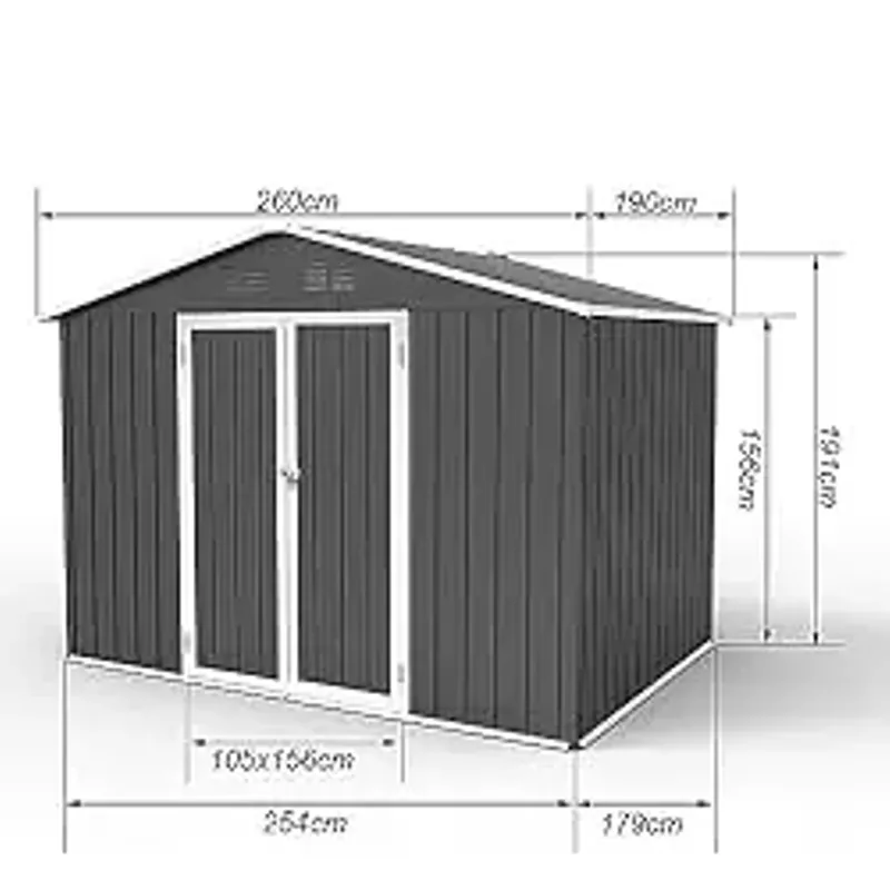 EMKK 8 x 6 FT Outdoor Storage Shed with Floor, Metal Outdoor Shed with Doors and Vents, Outdoor Tool Storage Shed Garden Shed Tool Sheds for Outdoor Patios, Garden, Lawn, Brown