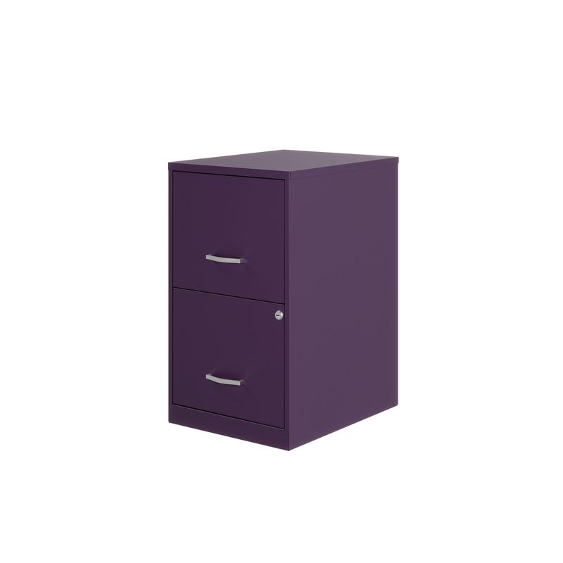 Space Solutions 18in. 2 Drawer Metal File Cabinet, Teal - Yellow - Letter