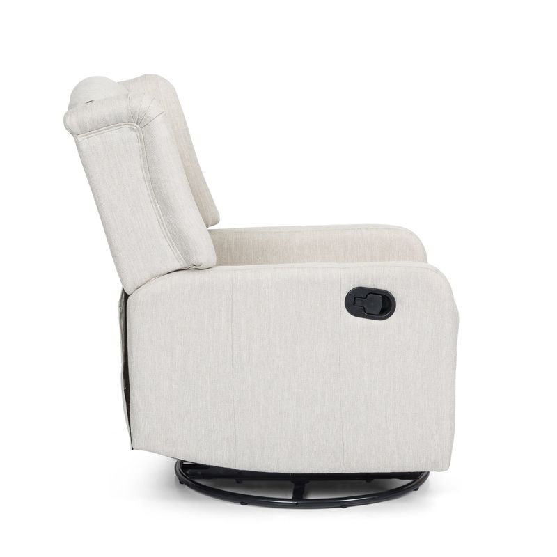 Mohaven Contemporary Tufted Wingback Swivel Recliner by Christopher Knight Home - Beige + Black