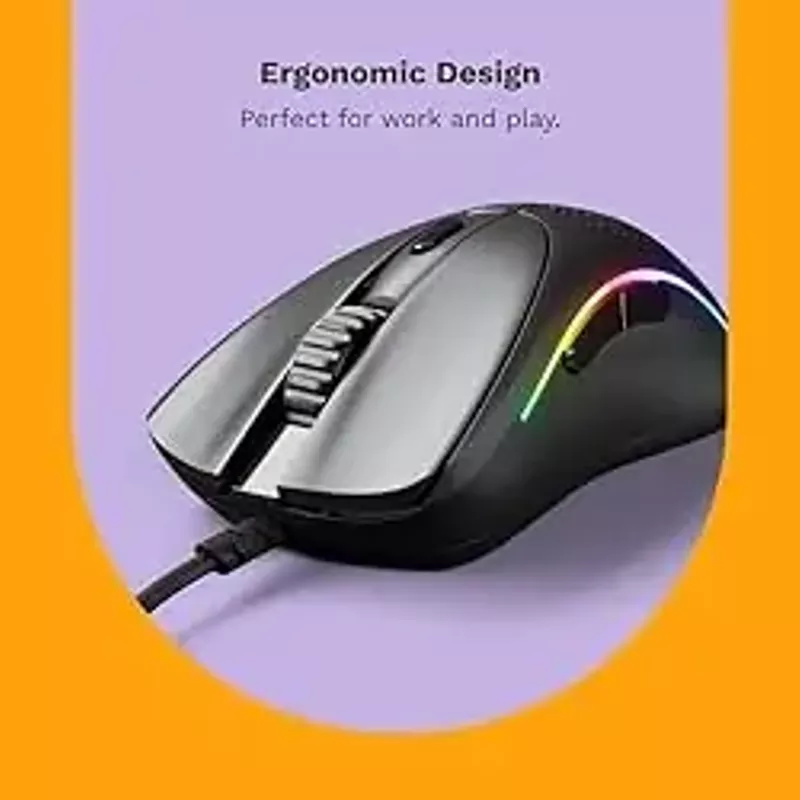 Glorious Gaming - Model D 2: Wired Ergonomic Mouse, Superlight 58g, 26K Optical Sensor, 6 Programmable Buttons, 80 Million Click Lifecycle, FPS, MMO, MOBA, Battle Royale (Black)