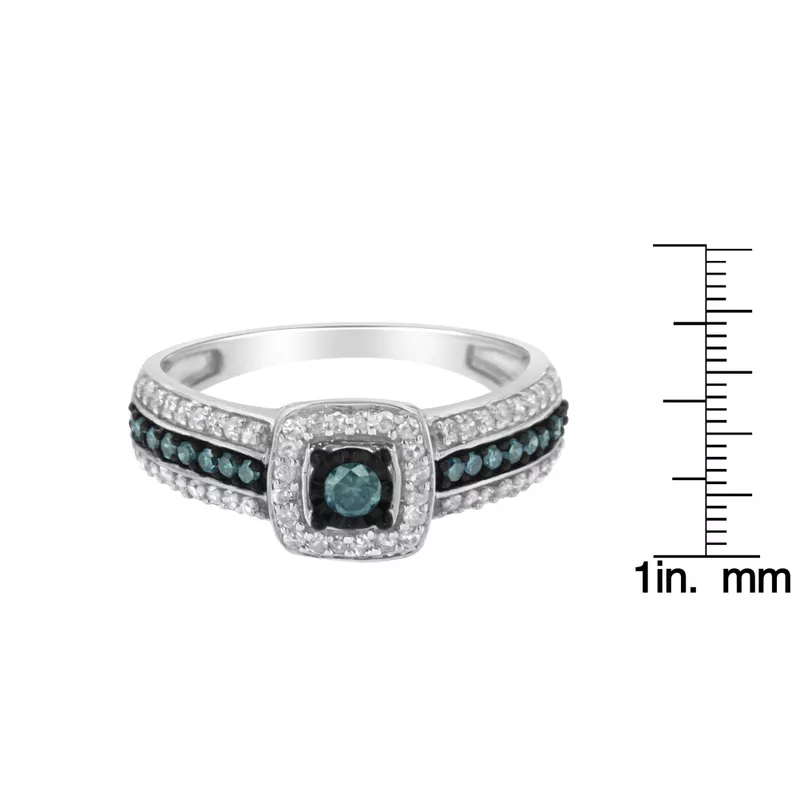 Sterling-Silver 1/2ct TDW Treated Blue Diamond Engagement Ring (J-K, I1-I2) Choice of size