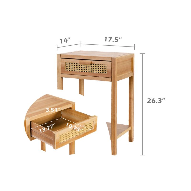 COZAYH Modern Minimalism Nightstand with Woven Pattern Drawer and Shelf Storage - 1-drawer