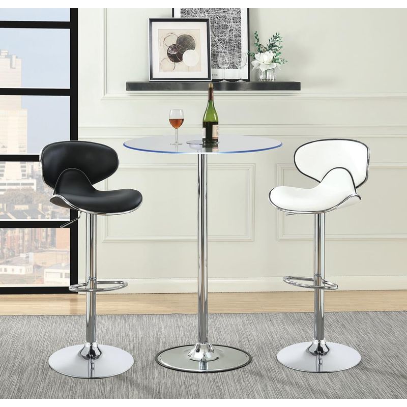 Upholstered Adjustable Height Bar Stools White and Chrome (Set of 2)