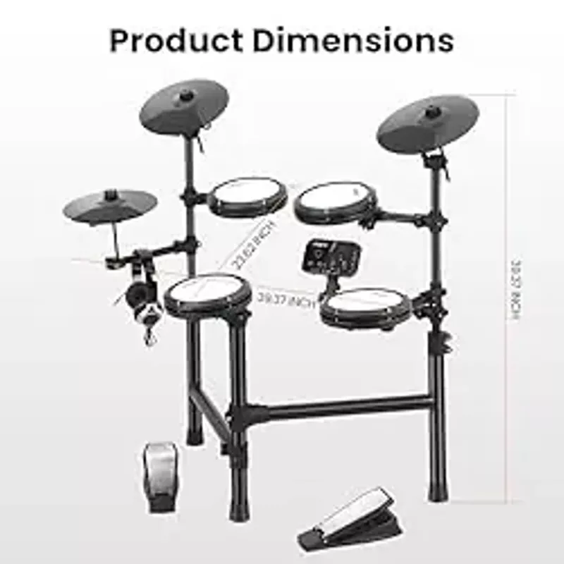 Electronic Drum Set,Electric Drum Set With 4 Quiet Mesh Drum Pads,150 Sounds,2 Switch Pedal,Drum Throne,Drumsticks,Headphones,Electric Drum Set for Beginner