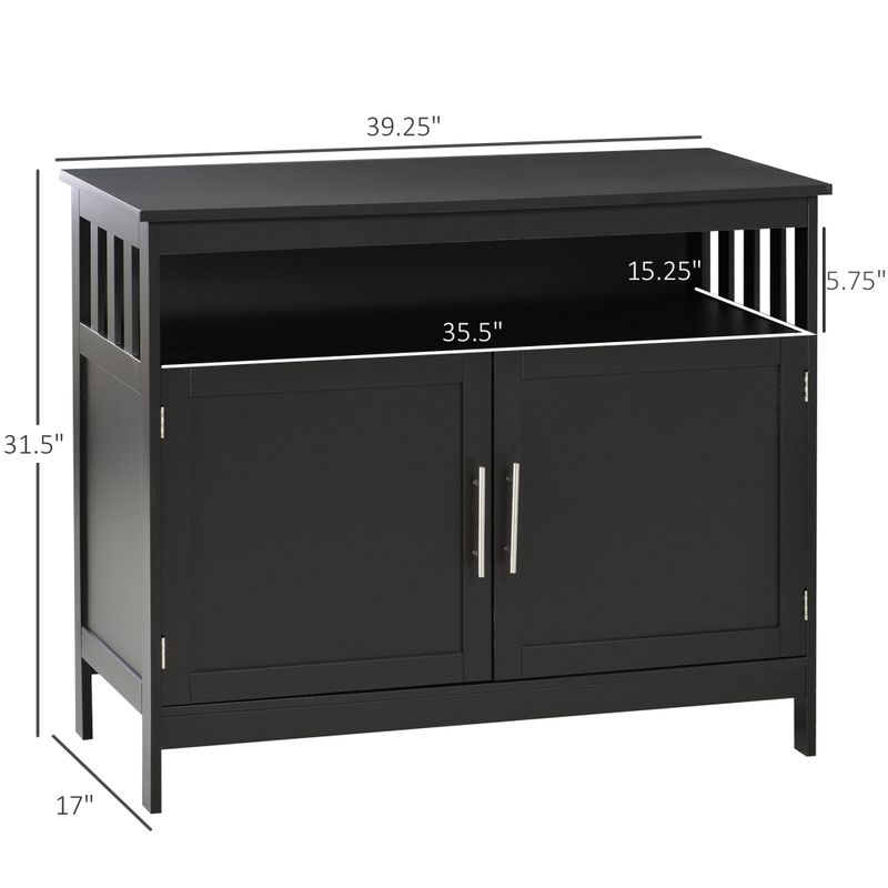 HOMCOM Kitchen Console Table, Buffet Sideboard, Wooden Storage Table with 2-Level Cabinet and Open Space - Black
