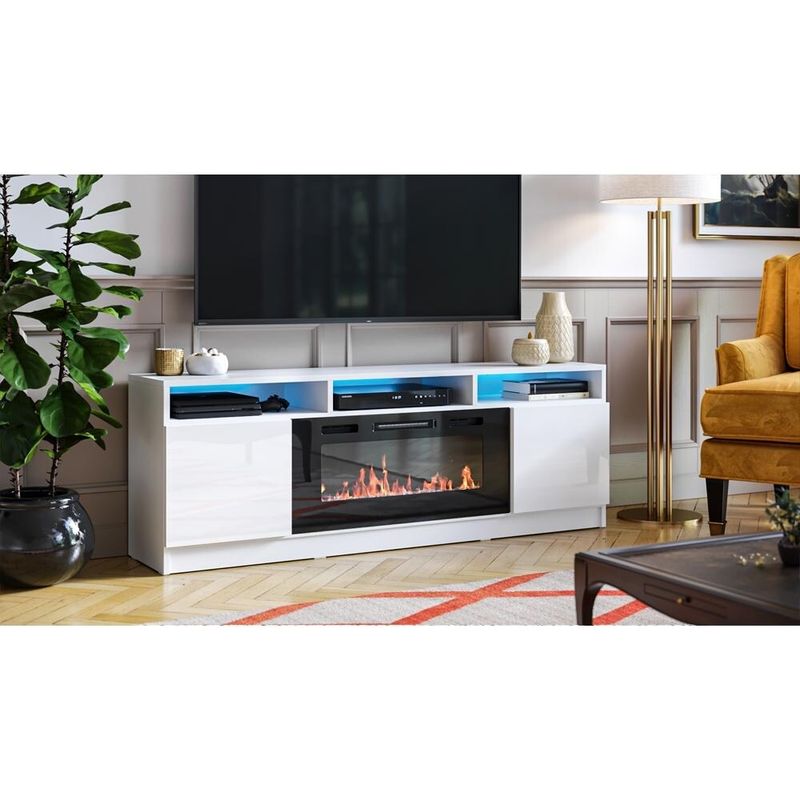 Rent to own Reno 05 Electric Fireplace Modern 63" TV Stand White