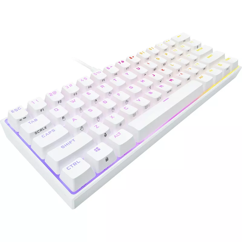 CORSAIR - K65 RGB Mini Wired 60% Mechanical Cherry MX SPEED Linear Switch Gaming Keyboard with PBT Double-Shot Keycaps - White