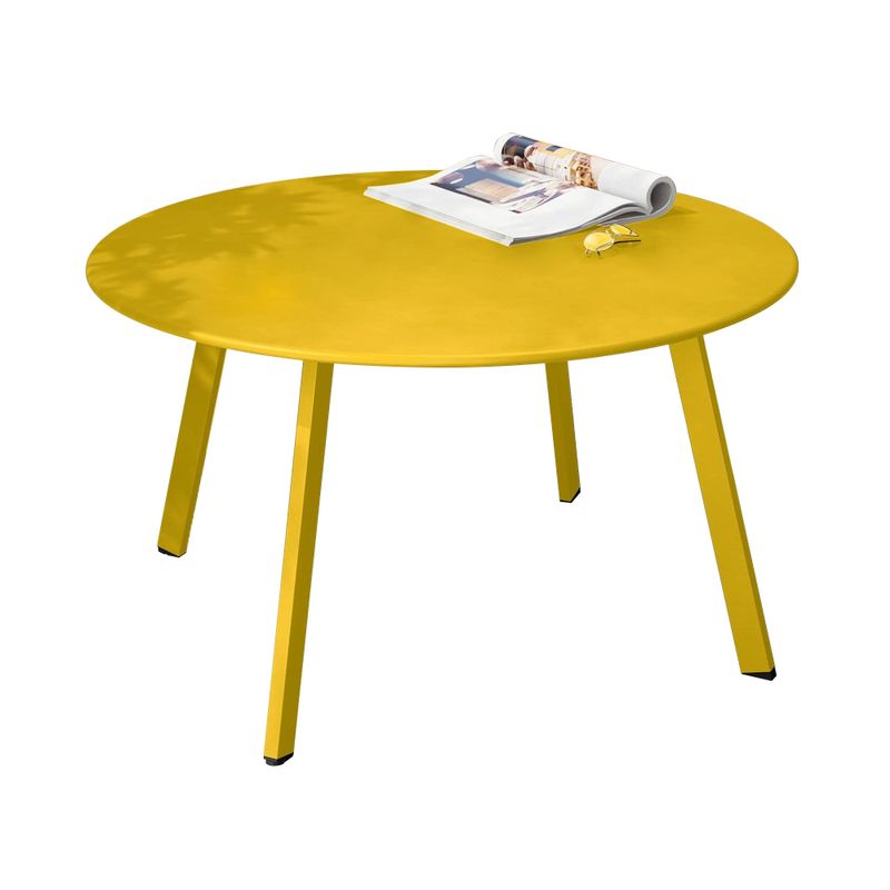 Clihome Weather Resistant Round Steel Patio Large Coffee Table - Yellow