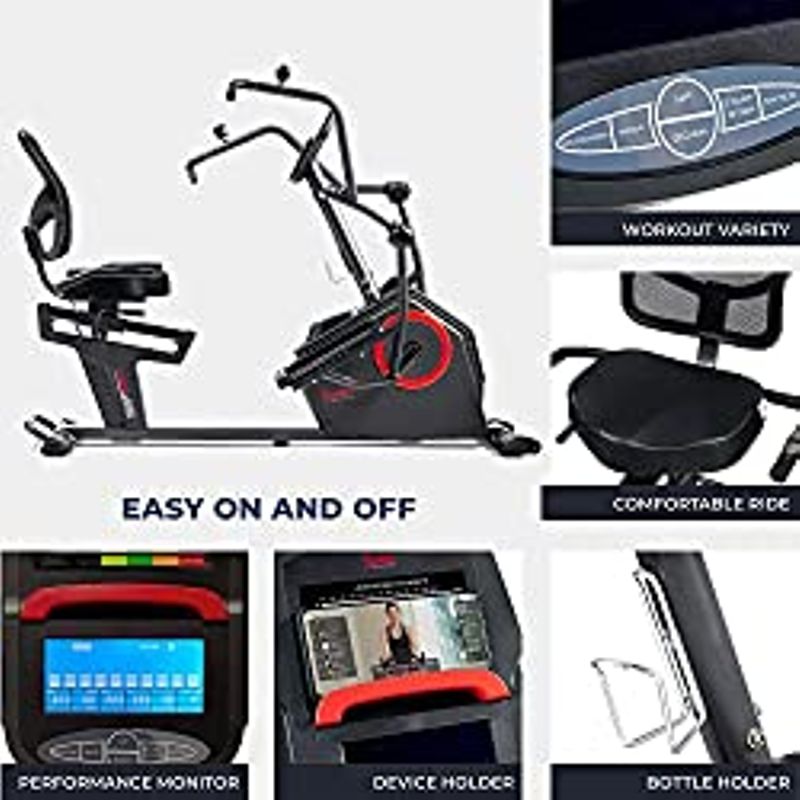 Sunny Health & Fitness Recumbent Cross Trainer Exercise Bike with Exclusive SunnyFit App and Smart Bluetooth Connectivity  SF-RBE4886SMART