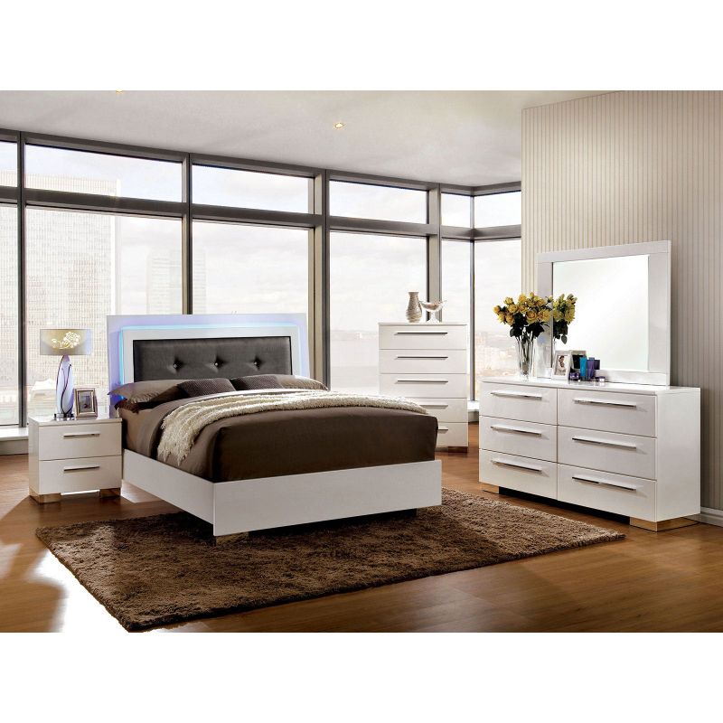 6 Drawers Wooden Dresser, Glossy White - Glossy White