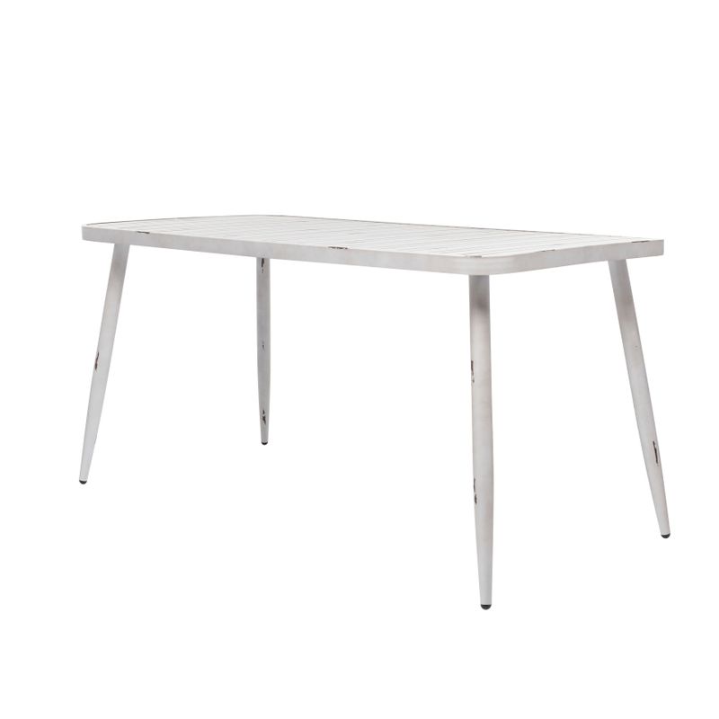 White Aluminum Farmhouse Outdoor Dining Table - 59 x 28 x 30