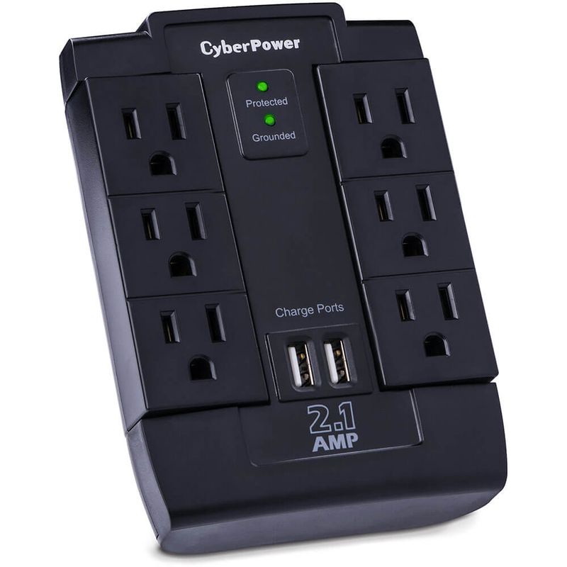 CyberPower 6 Outlet 2 USB Surge Protector - Black