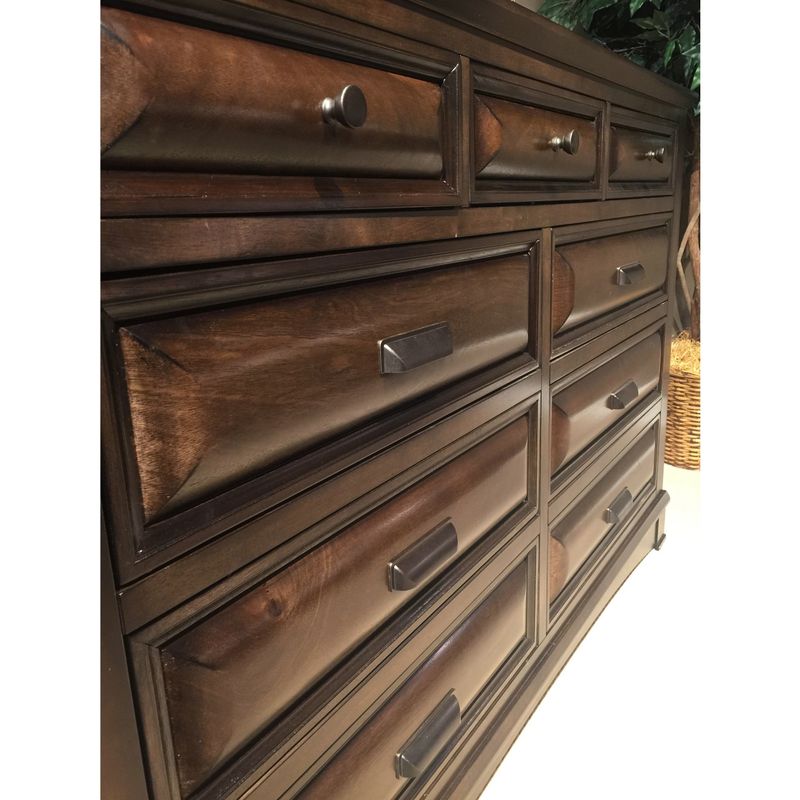 Roundhill Furniture Broval Light Espresso Wood 9-Drawer Dresser - Espresso - 6-drawer
